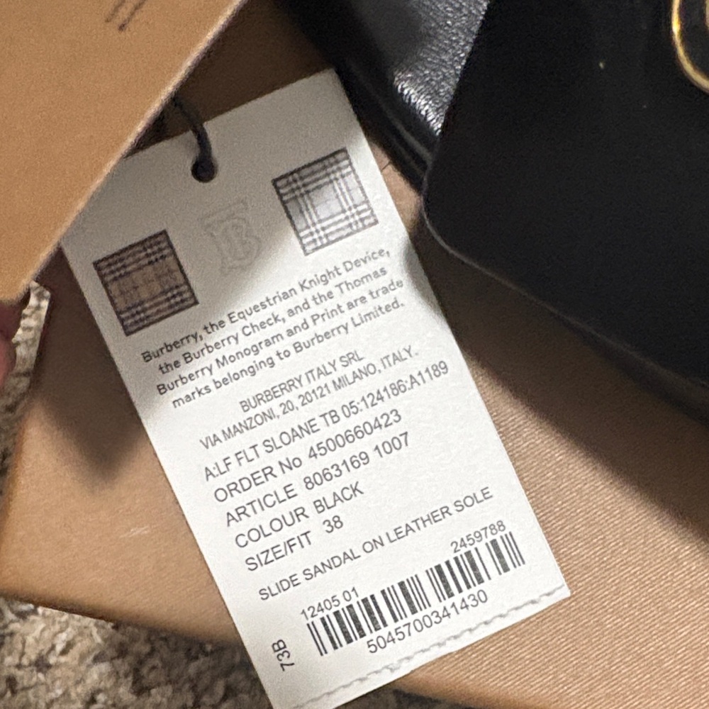 Burberry Black Slides with Gold Logo - Picture 15 of 16